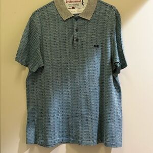 Men's Missoni Sport Classic Teal Blue &  Grey Short Sleeve Polo Shirt Size M